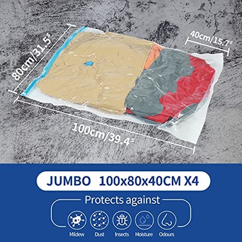 CrazyLynX Cube Vacuum Storage Bags (Jumbo 4 Pack) 100x80x38cm Reusable Space Saver Bags, Double Zip Seal for Duvets, Clothes, Blankets for Travel and Home — view 2