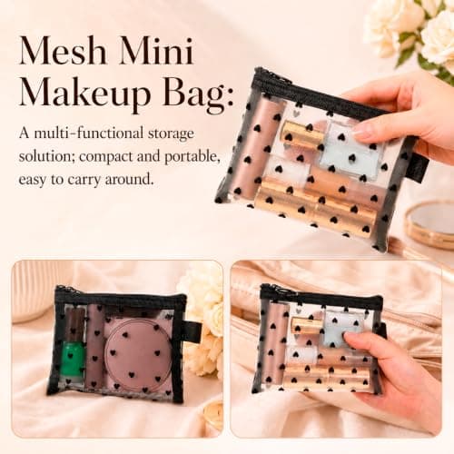 Bruislard 4 Pcs Small Make Up Bag Mesh Cosmetic Pouch with Zipper — view 6
