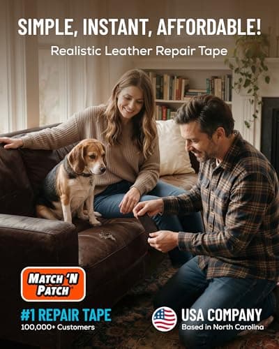 MATCH ’N PATCH Leather Repair Tape - Dark Brown (4.5 m x 5.7 cm roll) Self Adhesive Leather Patch with Printed Leather Pattern for Sofas, Chairs & Vinyl - Fix Rips & Scratches, Crafts & DIY — view 2