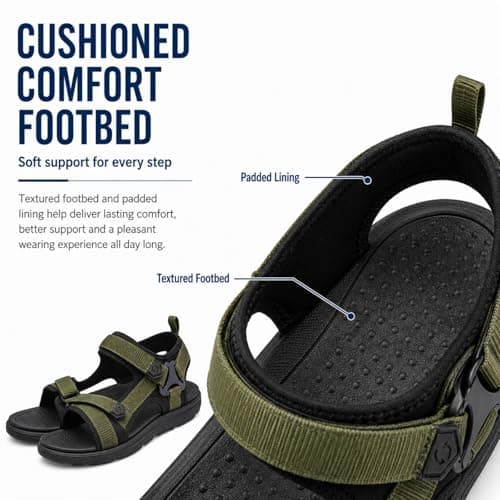 Hixingo Men's Sandals Size 8-10.5 UK Wide Fit Sandals for Men Summer Beach Slippers Lightweight Slip-on Adjustable Strap Non-Slip Sole for Walking, Pool, holiday (Blue,10.5) — view 3