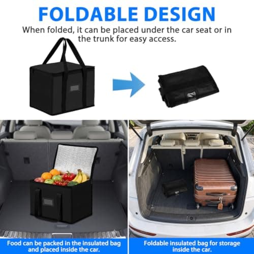 Alaoo 20L Foldable Insulated Bag for Food Travel Camping, Black, 35*23*26cm — view 6