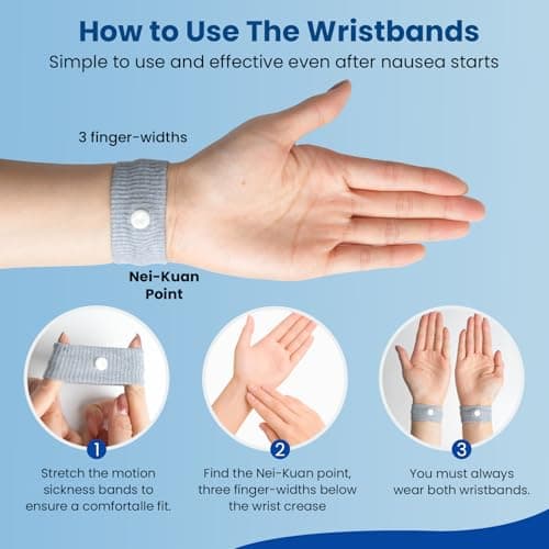CEYOME Travel Sickness Bands, 2 Pairs Grey Motion Sickness Bands — view 3