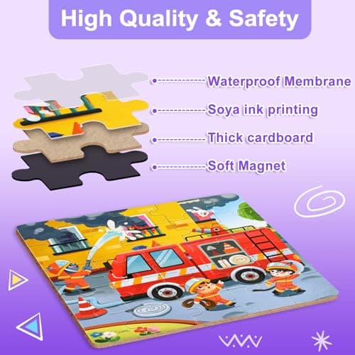 NEBURORA 61 Pieces Magnetic Puzzles for 2-5 Year Olds,Travel Games Travel Toys for Toddlers on Plane Car Ride, Jigsaw Games Plane Activities For Kids,Kids Birthday Gifts — view 3