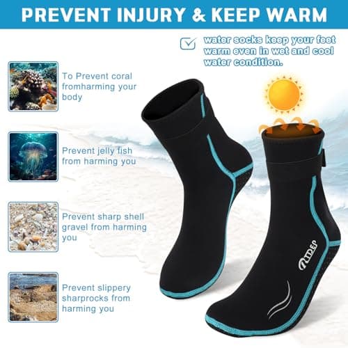 Rtdep Neoprene Socks, 3mm Wetsuit Sock, Swim Socks Women Men, Anti-Slip Thermal Swimming Socks, Water Sock for Diving Snorkeling Cold Water Swim Sea Sailing Kayaking（S） — view 5