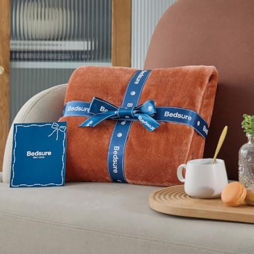 Bedsure Fleece Throw Blanket for Bed - Flannel Fleece, Orange, 150x200 cm — view 6