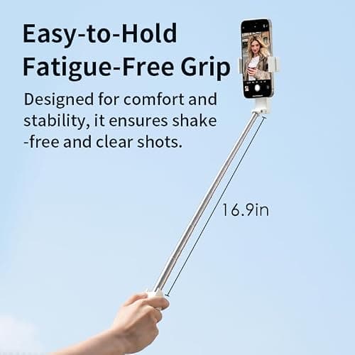 Cloudvalley Mini Selfie Stick, Extendable Pocket Selfie Stick with Remote Control, Lightweight Portable Stand in Hand for Vlog/Video Recording/Live Streaming, White — view 5