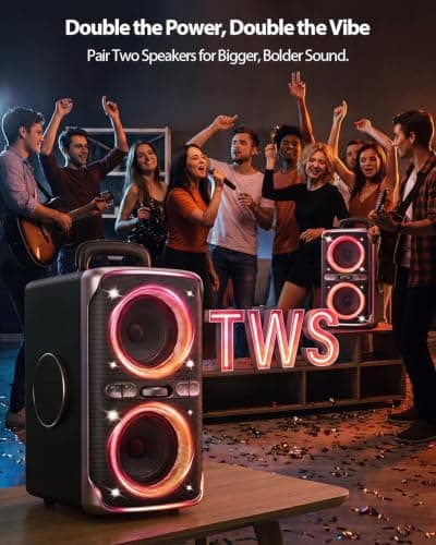DGoak Party Bluetooth Speaker - 240W Peak Loud Speaker, Dazzling Light Show, Deep Bass, IPX4 Waterproof, 15H Battery, TWS Pairing, BT 5.3 Wireless, Portable for Home/Outdoor/Beach/Pool Party — view 5