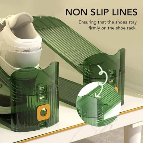 HYGRAD Pack Of 12 Shoe Organisers Acrylic Slots Shoe Storage Organiser 3 Level Heights Shoe Cabinet Organisers Non Slip Shoe Rack Slots For All Shoe Types (Gold) — view 6