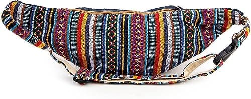 Freakmandu Unisex Hemp Bum Fanny Pack - Boho Style Waist Bag for Men and Women - Handmade Crossbody Hip Belt Bag, Azure Blue — view 3