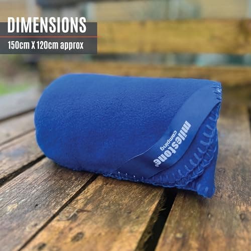 Milestone Thermal Fleece Blanket/Soft Touch Fabric/Cosy Extra Layer for Travel & Days Out / 120 x 150cm (Blue) — view 3