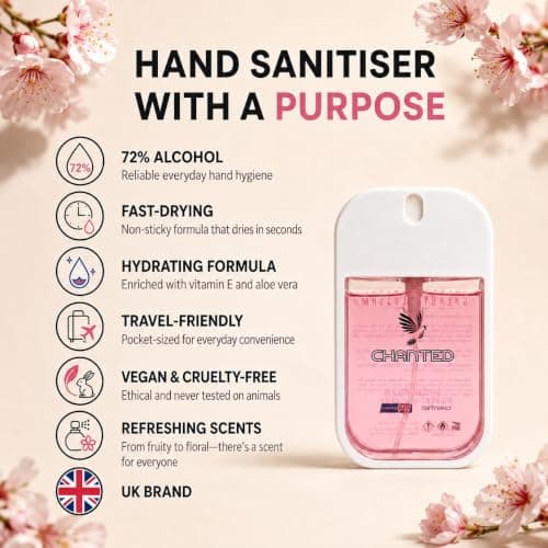 Chanted Mini Hydrating Hand Sanitiser Spray | Travel size 30ml (Cherry Blossom) — view 2