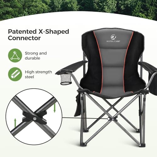 LET'S CAMP Oversized Folding Camping Chair for Adults Up to 200 kg Black — view 4