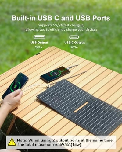 ELECAENTA 15W ETFE Solar Panel Charger 2 Ports (USB-A/USB-C), 450g — view 3