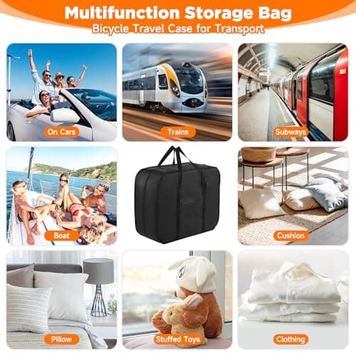 Folding Bike Travel Bag Waterproof,20inch Portable Folding Cycling Bags，Multifunctional Bicycle Carrying Transport Case with Strong Webbing for Airplane Car Shipping,Bike Accessories with Handleba Bag — view 2