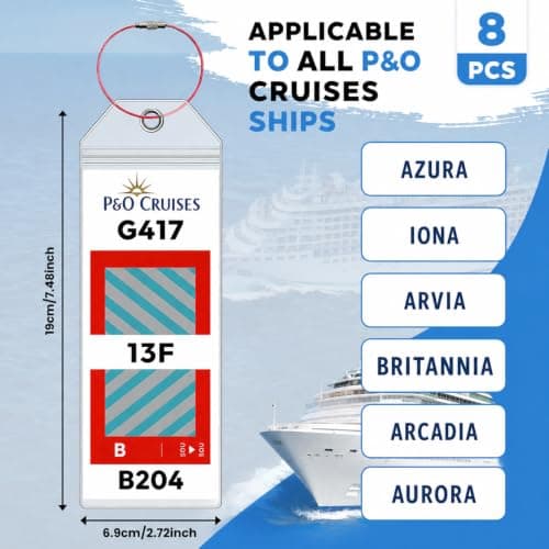 8Pcs Cruise Luggage Tag Holder, Waterproof with Steel Loops for P&O — view 2