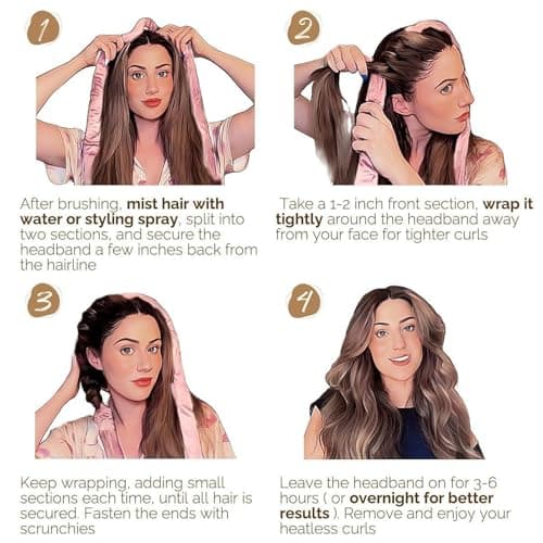 Heatless Curlers Headband - 5PCS No Heat Overnight Curls Headband - Soft Sleep Overnight Hair-Curls Set - Hair Curlers Rods Curling Gift Kit for Women Girls Short & Long Hair(Off-white) — view 6