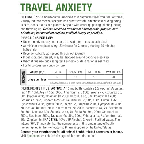 HomeoPet Travel Anxiety, Calming Relief for Dogs, Cats, and Other Small Animals, 15 Milliliters — view 6