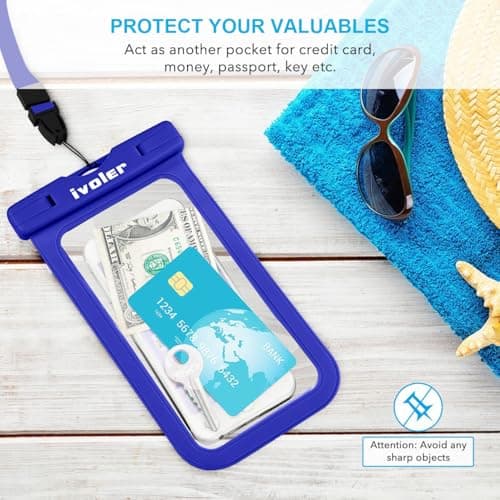 ivoler [2 Pack Waterproof Phone Case & Pouch Set, IPX8 Dry Bag with Waist Strap for Beach, Swimming, Kayaking, Fits iPhone 17 16 15 Pro Max, Samsung S26 S25 Ultra, Up to 7.0" - Sapphire Blue — view 6