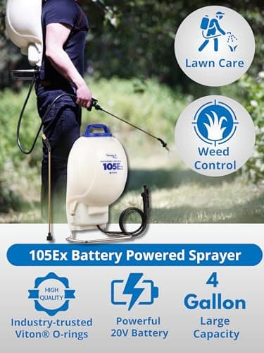 Sprayers Plus 105Ex Battery Knapsack Sprayer,15L Electric Backpack Sprayer with 20V Lithium Battery, Premium Brass Wand, Nozzles, Viton Seals O-Ring for Outdoor Lawn Care, General Gardening — view 2