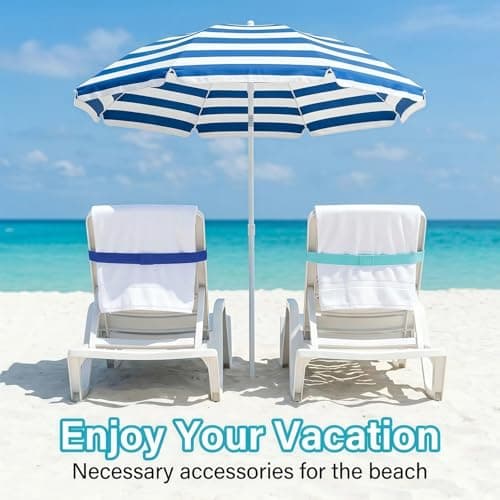 4 Pack Towel Bands for Sun Loungers, Elastic Bands for Beach Chair Towel, Windproof Towel Holders for Chairs, Adjustable Towel Straps (1 Blue + 1 Red + 1 Pink + 1 Light Blue) — view 3