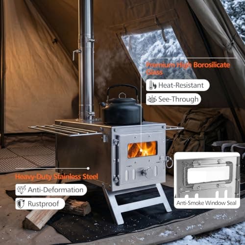 TANGZON Hot Tent Stove, Portable Wood Burning Camping Stove — view 4