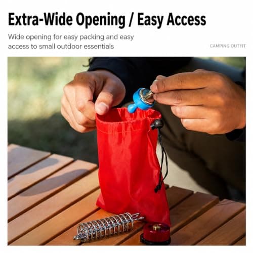 RubyTint 4 Pcs Red Drawstring Bags, Small Waterproof Nylon Storage Pouches 15 x 20 cm, Foldable Travel Organisers for Outdoor, Camping, Gym, School, Toiletries and Small Accessories (red-15 * 20) — view 4