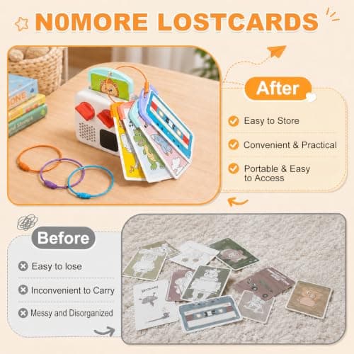 20 Pcs Card Holder for Yoto Efficient Kids Travel Carrier Reusable Plastic Cards Storage Case with 20 Ring Loops Portable ABS Storage Organizer Durable Card Holders for Student Professionals — view 4