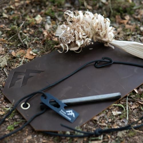 Forest Fundamentals™ Artisan Fire Mat | Handmade Thick Genuine Leather | Water & Flame Resistant | Tinder Shavings & Ferro Rods, Whittling & Flint Knapping Protection, Seat & Kneeling Mat (Brown) — view 3