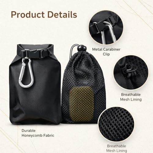 2PCS Travel Soap Bag, Waterproof Soap Dishes Case Box, Portable Sealing Soap Holder, Leakproof & Quick Drying Soap Bar with Lathering Bag and Carabiner, for Travel, Camping (Black+Army Green) — view 3