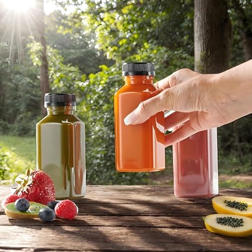 Kiswleon 20 Pack Plastic Juice Bottles With Lids, Brush, Funnel & Stickers — view 5