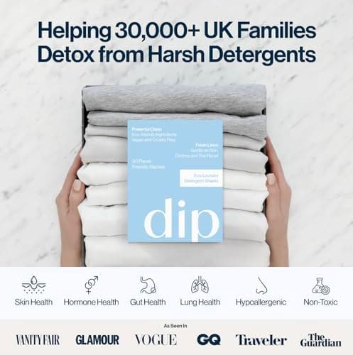 Dip Eco-Friendly Laundry Sheets Detergent | Plant Based, Plastic Free & Zero Waste | Perfect for Sensitive Skin | Travel Washing Detergent Sheets | 30 Sheets — view 4