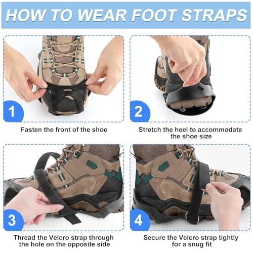 Ice Cleats for Shoes and Boots, Crampons Snow Grips for Men and Women – Non Slip Silicone Traction with 11 Stainless Steel Spikes, Ideal for Winter Walking Hiking Fishing — view 4