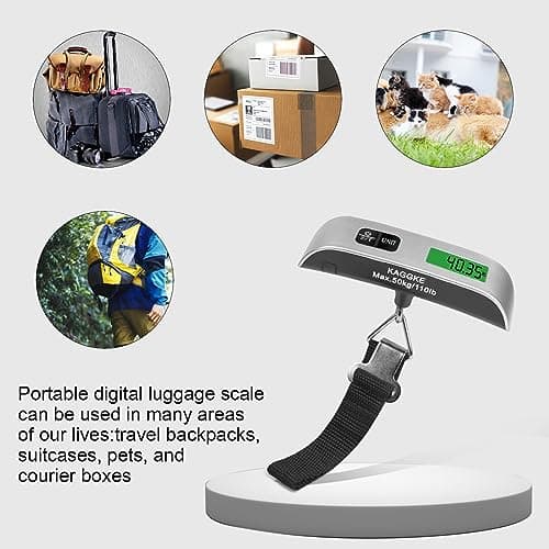 2 Pcs - silver Travel Digital Luggage Scale - Portable Baggage Scale - Suitcase Weight Scale - Ideal for Travel Scale Luggage Weight - 110LB/50KG, Includes Battery - Temperature Display Hanging Scales — view 3