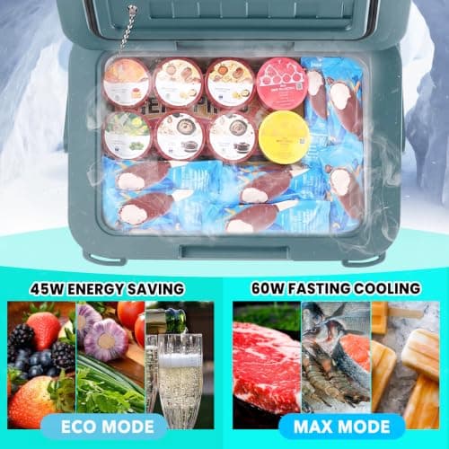 DOGHLY 12 Volt Car Refrigerator 11QT Portable Cooler -4℉-68℉, Compressor Fridge 12V/24V DC & 110-240V AC, Electric Cooler for Truck, RV, Camper, SUV, Travel, Camping & Road Trips (11QT), Blue — view 2