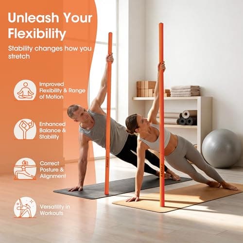 Rawaild Yoga Stick, Upgraded 5ft Sturdy Steel Mobility Stick, Adjustable Exercise Equipment for Stretching, Flexibility & Balance, Physical Therapy & Posture Correction, Shoulder & Back Relaxation — view 2