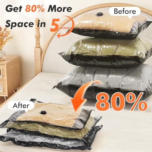 GONGSHI Vacuum Seal Bags for Clothing Travel & Home Storage, Travel Vacuum Bags with Pump,Space Saver for Blankets, Comforters, Pillows, Clothes,18 Combo — view 3
