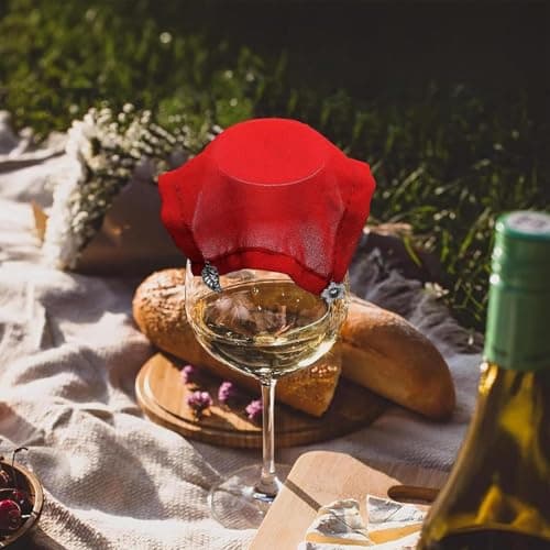 Weighted Wine Covers, 4 Piece Weighted Drink Cover, Reusable Protector Mesh Lid Marking Portable For Airplane Christmas Travel Cup Mug — view 4