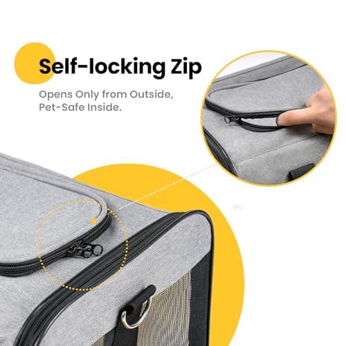 Conlun Cat Carrier Airline Approved, Soft-Sided Dog Carrier with Inner Safety Leash, Pet Transport Carrier for Small-Medium Cats Puppies up to 7KG, Collapsible Travel Kitten Carrier Bag,Grey(M) — view 5