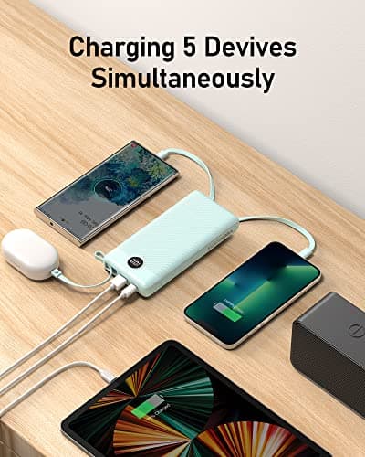 VEEKTOMX 20000mAh Power Bank with 4 Built-in Cables, USB C Portable Charger — view 4
