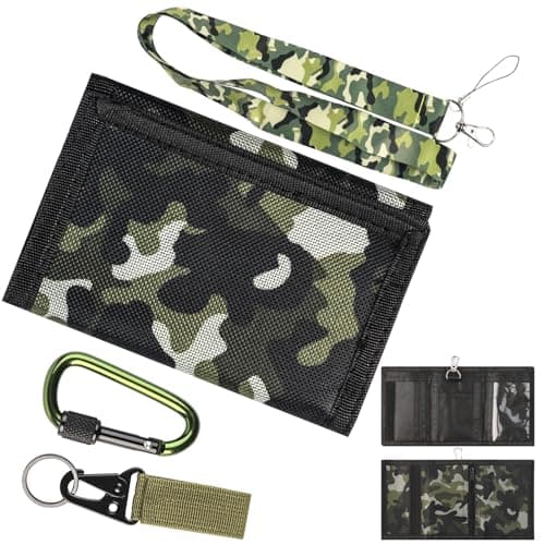 Slim Camouflage Wallet, Boys Camo Purse, Canvas Outdoor Sports Wallet