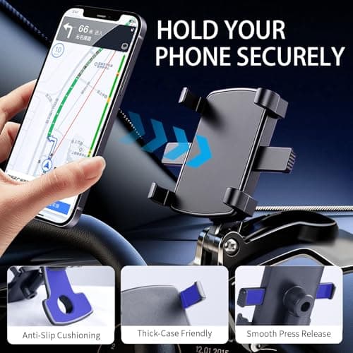 Car Phone Holder, Dashboard Clip Mount, 360° Rotation for 4–7" Phones — view 2