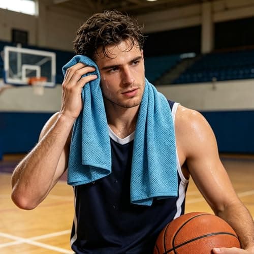 4 Pcs Cooling Towel, Microfiber Gym Towel for Sweat, Soft Breathable Chilly Towels for Neck and Face, Fast Drying Sports Towel for Fitness, Yoga, Running, Golf, Camping, Light Grey & Purple(100x30cm) — view 6