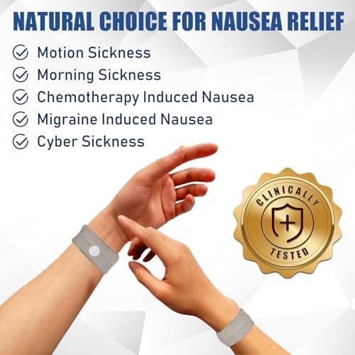 Hionfurt Travel Sickness Bands for Adults and Kids Anti Motion Sickness Wristbands for Car and Sea Sickness Anti Nausea and Pregnancy Morning Sickness Relief Bands - 4 Pairs Grey, Grey, Black, Black — view 2