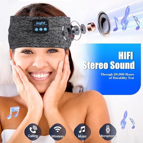 Sleep Headphones Bluetooth 5.3 Headband, Sports Wireless Earphones Sweat Resistant Earbuds with Ultra-Thin HD Stereo Speakers, Sleep Mask for Running,Workout, Yoga,Insomnia,Travel Cool Gadgets Gifts — view 2