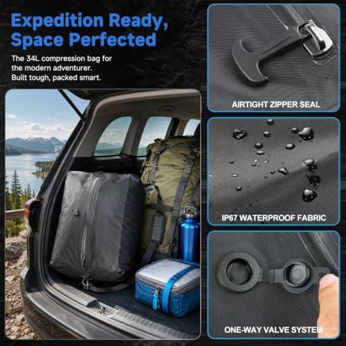 Travel Vacuum Bags with Pump - Wireless Vacuum Bags for Travel Wireless Electric Air Pump with 6 Nozzles Waterproof Reusable 210D Polyester TPU Space Saver Suitcase Travel Accessories — view 4