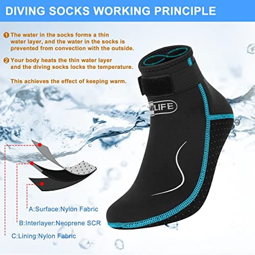 Gimilife Swimming Socks for Men Women, 3MM Neoprene Socks Wetsuit Diving Socks Thermal Water Socks Swim Socks for Beach Activities Scuba Swim Diving Snorkel Surfing — view 4