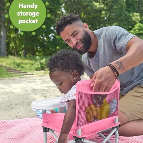 Bright Starts Pop 'N Sit Portable Booster, Indoor/Outdoor Use, Floor Seat with Feeding Tray, Pink, 6 Mos - 3 Yrs — view 4