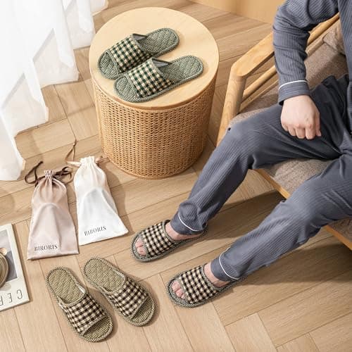 biroris 3 Pair Cotton Floral Patterned Slippers for Women, Open Toe, Comfortable, Washable, Portable, Foldable, for Guests, Travel, Hotel, Airplane, Spa, 42/44.5 EU — view 3