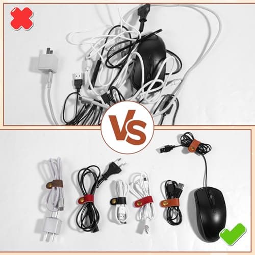 28 PCS Travel Leather Cable Straps, Leather Cord Organizer — view 6
