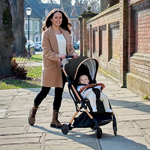 Lejoux™ Baby Pushchair Stroller– Lightweight Foldable Travel Buggy with 5-Point Harness, Adjustable Seat Back and Oversize Basket Folds with 1 Hand – Smooth Swivel Wheels Rain Cover (Black) — view 2